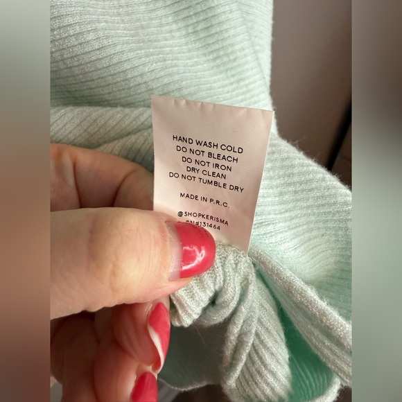 Kerisma Boat Neck Dolman Sleeve Ribbed Knit Sweater Mint Green - Picture 6 of 9